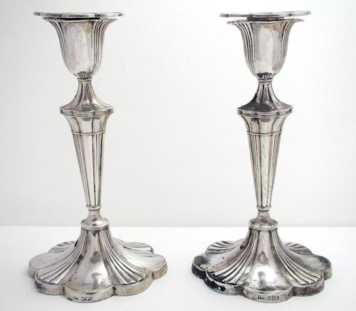 Pair of Antique 1903 Edwardian Solid Sterling Silver Candlesticks Candle Holders. English Sheffield (1 of 10)