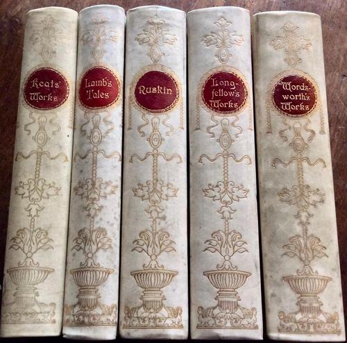 1910 Poetry & Literature Collection of Fine Decorated Vellum Bindings 5 Volumes (1 of 5)