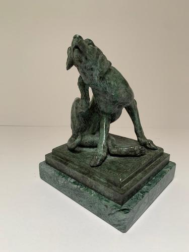 Charles Valton - 19th Century Bronze of Hound Scratching (1 of 5)