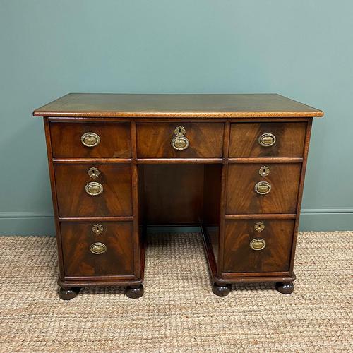 Small Mahogany Victorian Antique Pedestal Desk (1 of 7)