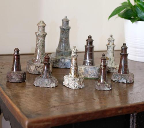 Rare Marble Collection of 9 Carved Lighthouse (1 of 15) Rare Marble Collection of 9 Carved Lighthouse (1 of 15)
