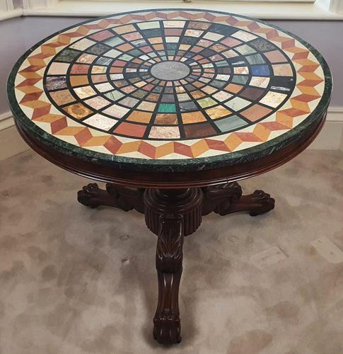 19th Century Mahogany Based Marble Specimen Topped Centre Table (1 of 4)