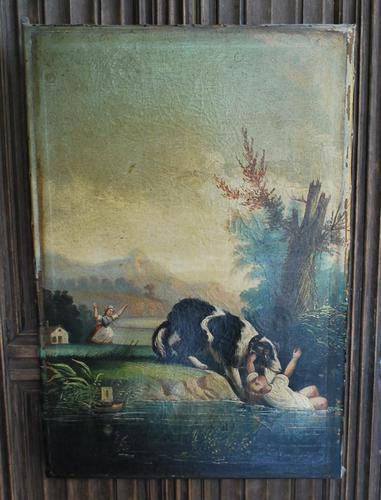 A Dog Saving a Child, Oil on Canvas (1 of 7) A Dog Saving a Child, Oil on Canvas (1 of 7)