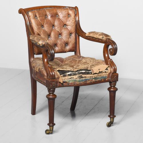 William IV Upholstered Mahogany Armchair Desk Chair (1 of 8) William IV Upholstered Mahogany Armchair Desk Chair (1 of 8)