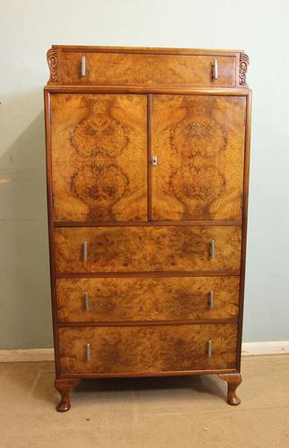 Burr Walnut Art Deco Tallboy Chest of Drawers (1 of 12)