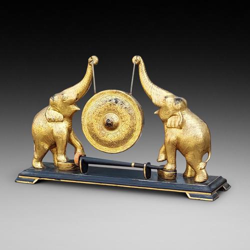 Early 20thc Oriental Brass & Hardwood Gong (1 of 8)