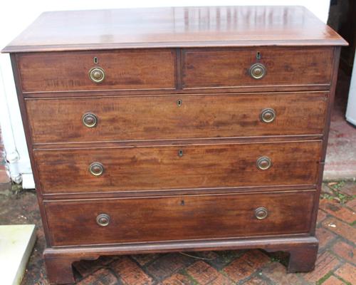 1900's Mahogany Chest Drawers with Inlay on Bracket Feet (1 of 4)