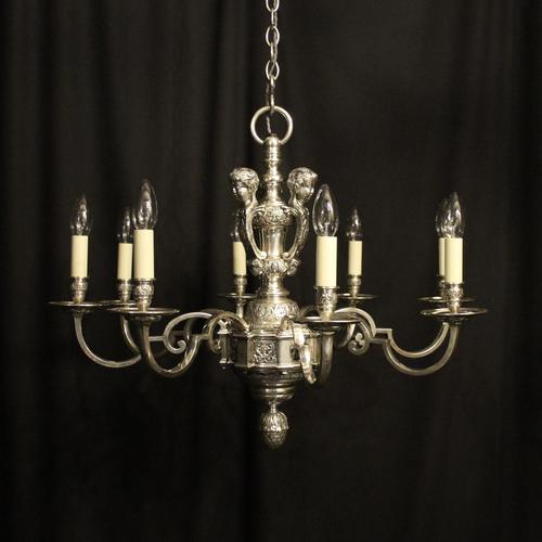 French Silver Gilded Cherub 8 Light Antique Chandelier (1 of 10)