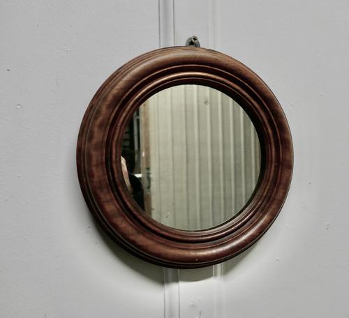 19th Century Small Round Mahogany Wall Mirror (1 of 4)