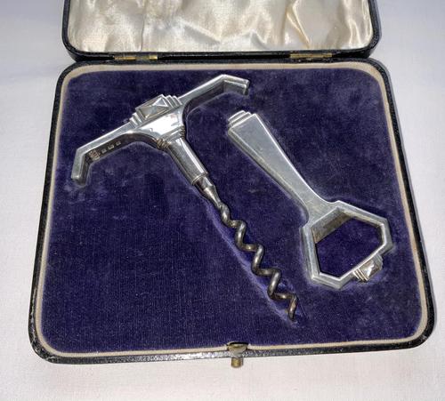 Art Deco Silver Corkscrew & Bottle Opener (1 of 7)