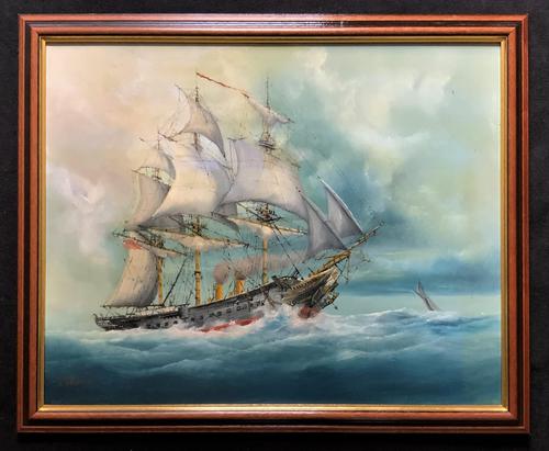 HMS Warrior Under Sail & Steam! - Original 20thc Seascape Oil On Canvas Painting (1 of 13) HMS Warrior Under Sail & Steam! - Original 20thc Seascape Oil On Canvas Painting (1 of 13)