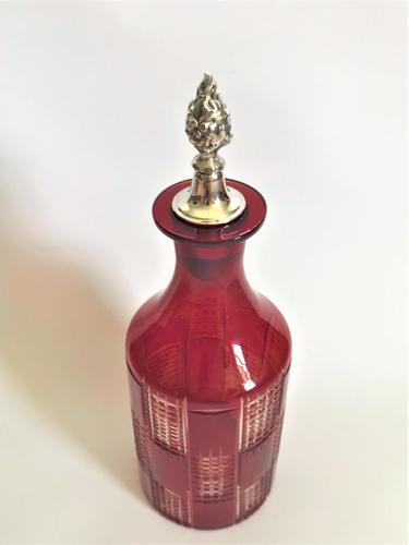 A Lovely Ruby Glass And Silver Plate Wine Bottle (1 of 5) A Lovely Ruby Glass And Silver Plate Wine Bottle (1 of 5)