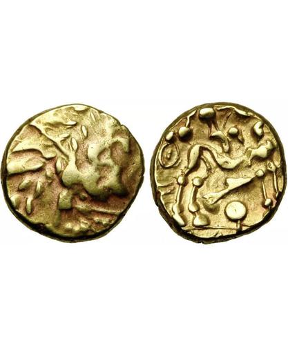 Celtic Stater Gaule Belgium , Ambiani AV Stater , 80-70 BC Biface Type (1 of 1) Celtic Stater Gaule Belgium , Ambiani AV Stater , 80-70 BC Biface Type (1 of 1)