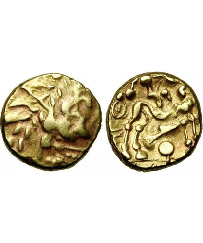 Celtic Stater Gaule Belgium , Ambiani AV Stater , 80-70 BC Biface Type (1 of 1)