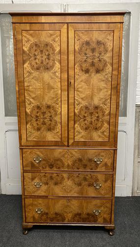 Burr Walnut Linen Press or Wardrobe (1 of 9)