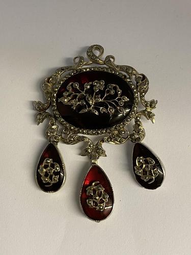 Antique Georgian Silver Garnet & Marcasite Brooch (1 of 8)