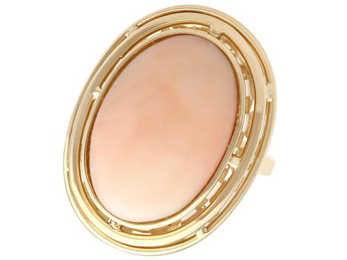 13.98ct Coral & 14ct Yellow Gold Dress Ring - Vintage c.1960 (1 of 9) 13.98ct Coral & 14ct Yellow Gold Dress Ring - Vintage c.1960 (1 of 9)