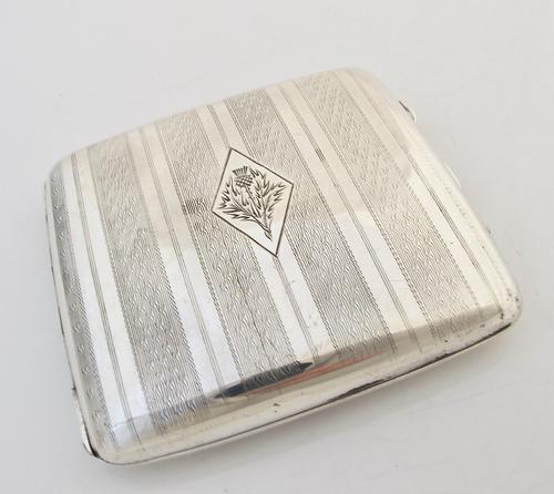 Handsome George V silver cigarette case Joseph Gloster Birmingham 1924 (1 of 12)