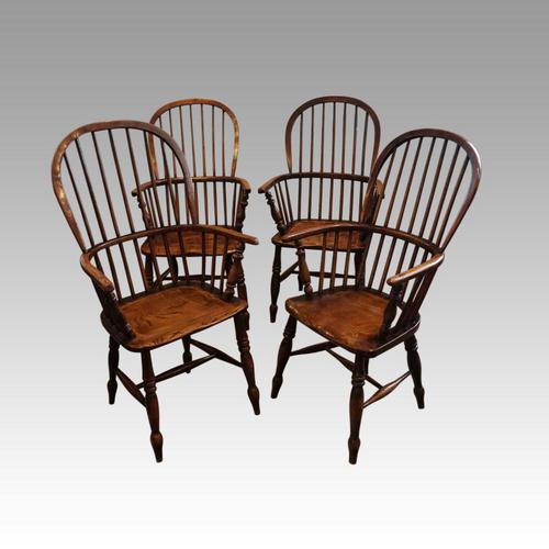 Set of 4 Antique Stick Back Armchairs (1 of 7) Set of 4 Antique Stick Back Armchairs (1 of 7)