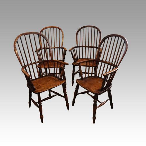 Set of 4 Antique Stick Back Armchairs (1 of 7)