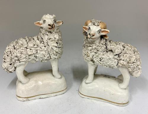 Antique Pair of Staffordshire Pottery Sheep c.1830 (1 of 7)