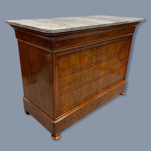 Exceptional French Marble Top Mahogany Inlaid Commode (1 of 12) Exceptional French Marble Top Mahogany Inlaid Commode (1 of 12)