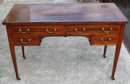 1920s Mahogany Desk with Inlay and 4 Drawers (1 of 3) 1920s Mahogany Desk with Inlay and 4 Drawers (1 of 3)