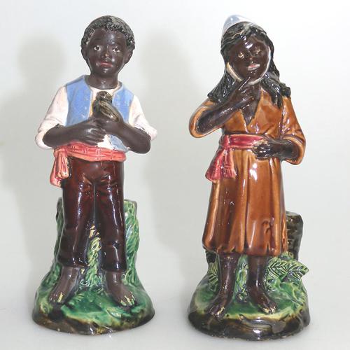 A Pair Majolica Pottery Blackamoor Figural Strikers Bernard Bloch 19th Century (1 of 9)