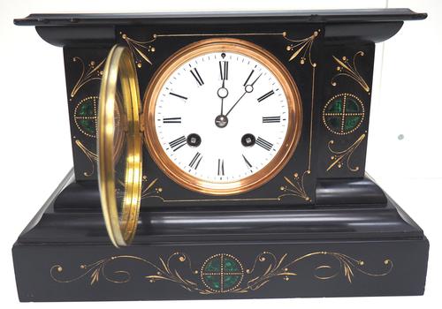 Very Fine French Slate & Marble Mantel Clock Classic 8 Day Striking Mantle Clock (1 of 13)