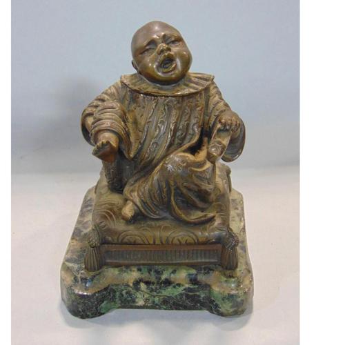 Good Quality Novelty Bronze Chinese Boy Inkstand / Striker 19th Century (1 of 4)