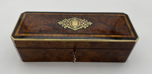 Victorian Burr Cedar Glove Box Cross Banded in Tulipwood (1 of 13)