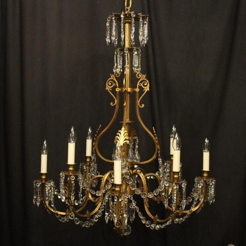 French Gilded Bronze 8 Light Antique Gasolier (1 of 10)