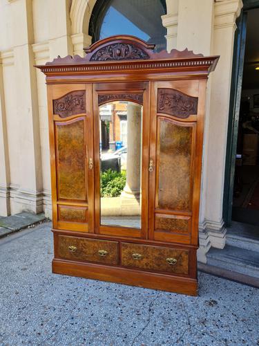 Antique Walnut Wardrobe with Burr Walnut Panels (1 of 11)