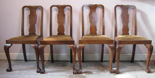 Set of four Queen Anne style mahogany dining chairs (1 of 6)