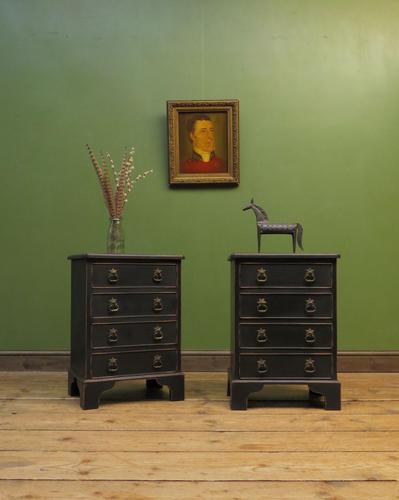 Pair of Antique Style Black Painted Bedside Chests, Gothic Shabby Chic (1 of 13)