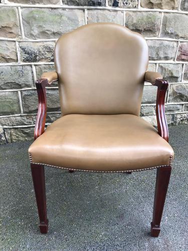 Antique Mahogany & Leather Desk Chair (1 of 8)