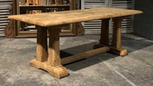 French Bleached Oak Trestle Farmhouse Dining Table (1 of 18)