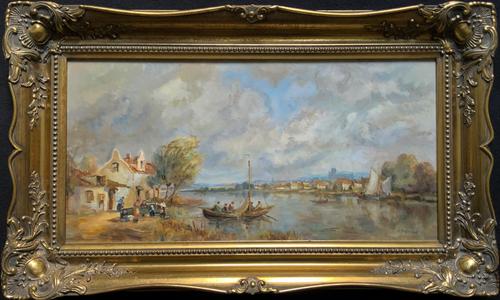A Beautiful Original Signed Continental Impressionist Riverscape Oil Painting (1 of 12) A Beautiful Original Signed Continental Impressionist Riverscape Oil Painting (1 of 12)