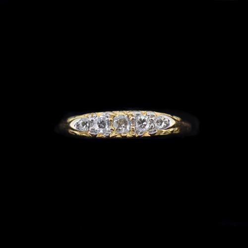 Antique Victorian Old Cut Diamond Five Stone 18k 18ct Yellow Gold Scroll Ring (1 of 9) Antique Victorian Old Cut Diamond Five Stone 18k 18ct Yellow Gold Scroll Ring (1 of 9)