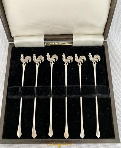 Set of Sterling Silver Cocktail Sticks - Birmingham 1951 (1 of 6) Set of Sterling Silver Cocktail Sticks - Birmingham 1951 (1 of 6)