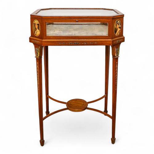 Antique Edwardian Satinwood & Painted Bijouterie Display Table (1 of 10)