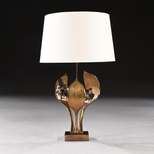 Impressive 1970 Gilt Bronze and Quartz Lamp by Willy Daro (1 of 10) Impressive 1970 Gilt Bronze and Quartz Lamp by Willy Daro (1 of 10)
