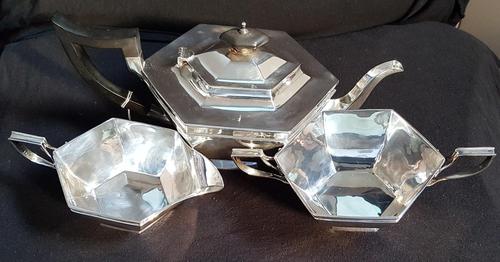 Art Deco Sterling Silver Hexagon Shaped Tea Service (1 of 7)