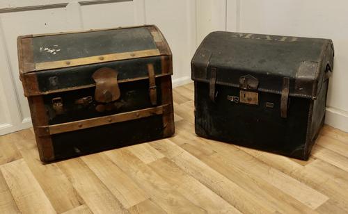 Pair of Victorian Canvas & Leather Dome Top Travel Trunks (1 of 8) Pair of Victorian Canvas & Leather Dome Top Travel Trunks (1 of 8)