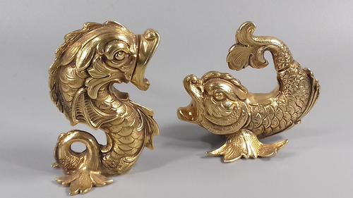 Art deco German 925 silver gilt stylized fish salt pepper cruets (1 of 14)