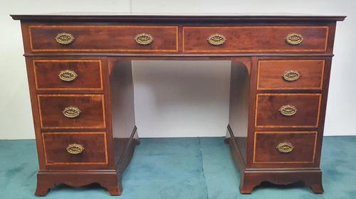 Edwardian Inlaid Mahogany Leather Top Desk (1 of 4)