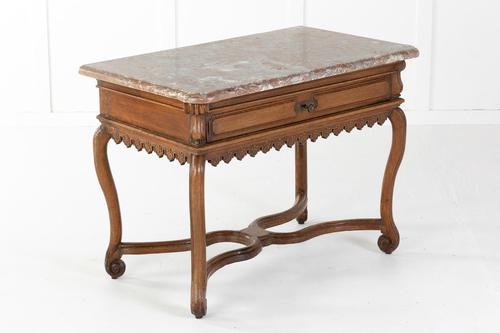 Early 18th Century Belgian Oak Side Table with Marble Top (1 of 17)