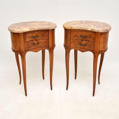 Pair of Antique French Marble Top Kidney Bedside Tables (1 of 12) Pair of Antique French Marble Top Kidney Bedside Tables (1 of 12)