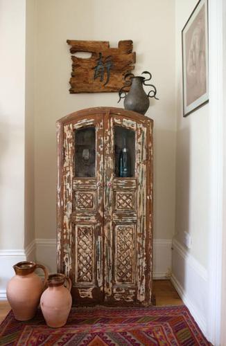 Unique Tall Two Door Teak & Painted Cabinet (1 of 16) Unique Tall Two Door Teak & Painted Cabinet (1 of 16)