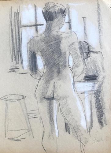 Original Coloured Chalk Drawing 'the Artist's Model.' C.1965 (1 of 1) Original Coloured Chalk Drawing 'the Artist's Model.' C.1965 (1 of 1)